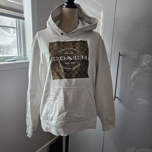 Coach Cream Hoodie with Logo Print